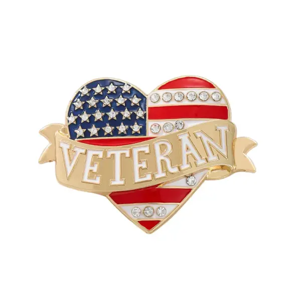 Wholesale American Flag Pin In Zinc Alloy Featuring Diamond Craftwork, Perfect For Independence Day