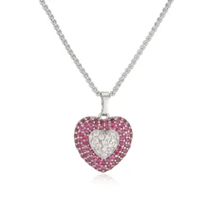 White Gold Rose Red Diamond Heart Necklace 1 Piece