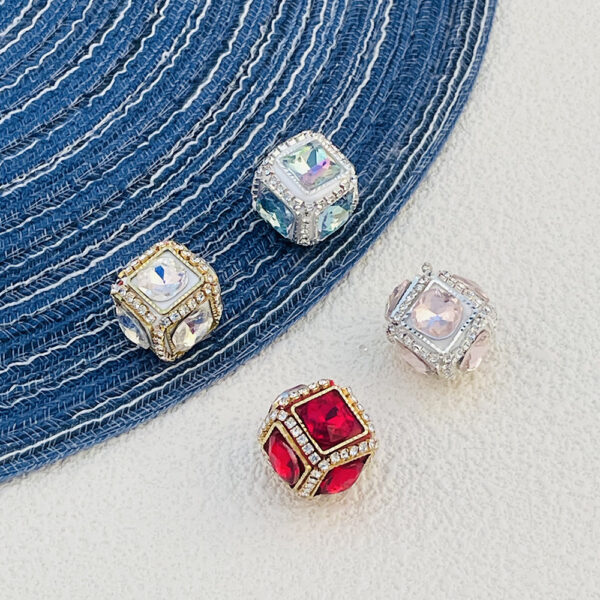 oly-88734590594478d52b257f2078e3ad61 Wholesale Diamond-encrusted Xiyu Square Crystal Soft Pottery Diamond Ball Straight Hole Beads DIY Mobile Phone Chain Key Chain Necklace Bag Chain Accessories