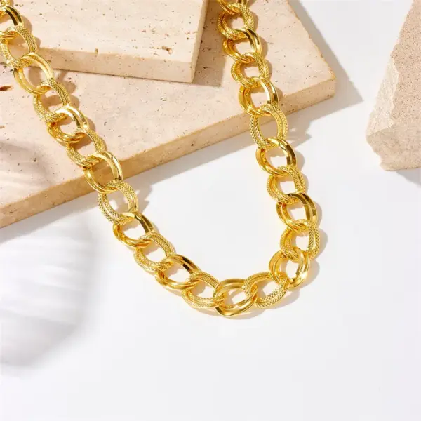 Wholesale Double Ring Chain Smooth Thread 304 Stainless Steel O-shaped Waterproof Non-fading Cable Chain Necklace For Women
