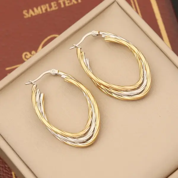Wholesale PVD Coated 18K Gold Real Gold Plated Round Stainless Steel Modern Style Waterproof Non Tarnish Earrings