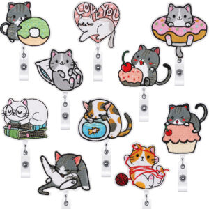 Wholesale Xiao Tian kitten easy-pull buckle embroidery cloth stickers crocodile clip cartoon cat patch stickers computer embroidery label Easy-pull
