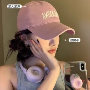 Wholesale Wide Brim Big Head Wai Pink Baseball Cap Women's Summer New Large Deepened American Cotton Deep Top Duck Tongue Hat