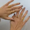 Wholesale PVD Coated Real Gold Plated 18K Gold Geometric 304 Stainless Steel Simple Style Waterproof Non Tarnish Rings