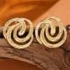 Wholesale Three-dimensional Geometric Stud Earrings For Women In Copper With KC Golden Water Plating And 0.03µm Thickness