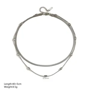 Silver Necklace Flat Denier Bead Garden