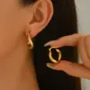Wholesale Geometric Minimalist Stainless Steel Hollow Out Irregular Earrings Fashionable Casual Classic Style For Women Four Seasons Wear