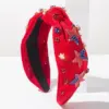 Wholesale American Flag Hair Band For Women In Red Cloth With Rhinestones, Perfect For Independence Day