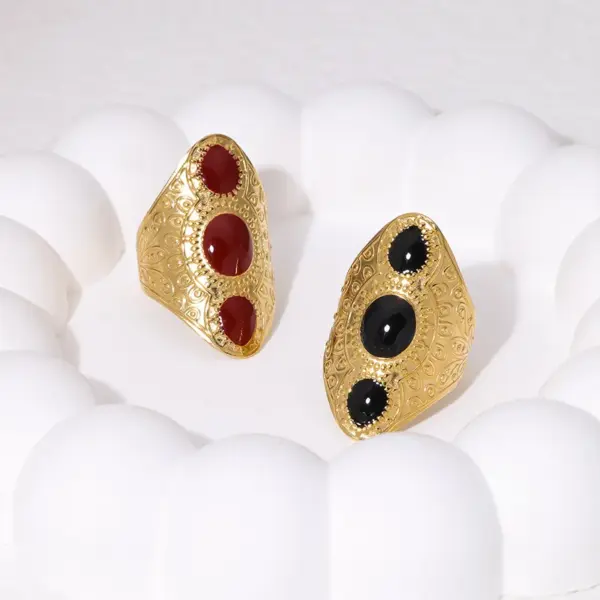 Wholesale PVD Coated Real Gold Plated Geometric 304 Stainless Steel Casual Simple Style Waterproof Non Tarnish Open Rings