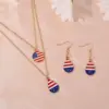 Wholesale Simple American Flag Water Drop Earrings Necklace Jewelry Set Independence Day Alloy Geometric Design Suitable For Women