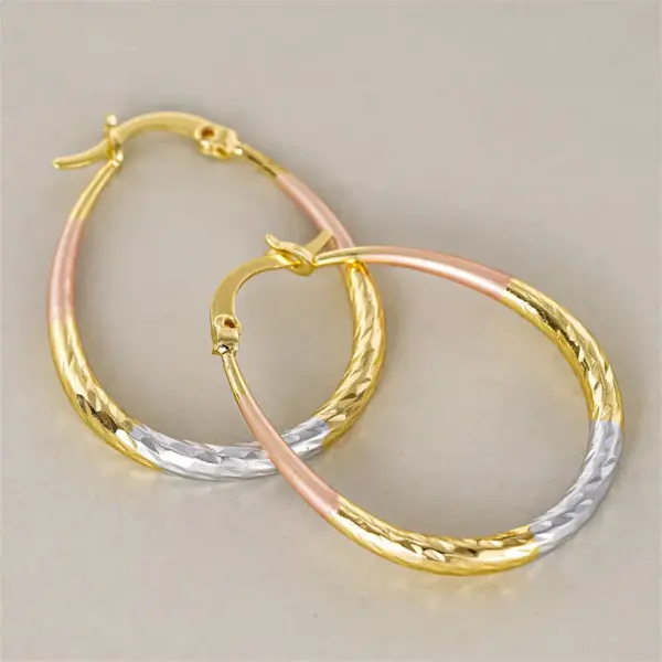 Wholesale Three-dimensional Geometric Earrings For Women In Copper With KC Golden Water Plating And 0.03µm Thickness