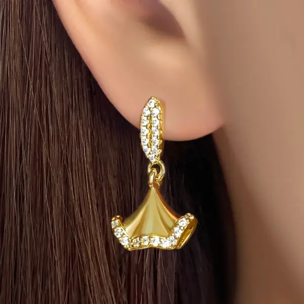 Wholesale 1 Pair IG Style Novelty Ginkgo Leaf Three-dimensional Inlay Copper Zircon Drop Earrings