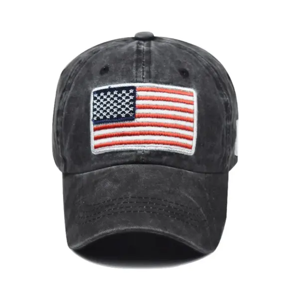 Wholesale Men's Basic American Flag Embroidery Crimping Curved Eaves Baseball Cap