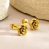 Wholesale Three-dimensional Flowers Jewelry Set In 304 Stainless Steel With 18K Gold Plated PVD Coating And Twisted Rope Chain