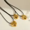 Wholesale Vacuum Electroplating (In Furnace) Plated 18K Real Gold Oval Water Drop Heart Shape 304 Stainless Steel Cute Vintage Novelty Design Electroplating No Buckle Closure Adjustable Necklace