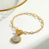 Wholesale Round Rock Style Jewelry Set For Independence Day, 304 Stainless Steel With 18K Gold Plated 0.03µm, Box Chain