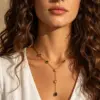 Wholesale Water Droplets Pendant Necklace For Women, 18K Gold Plated 304 Stainless Steel, PVD Coated, Zircon Inlay, Cable Chain