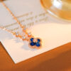 Wholesale Copper alloy pink four-leaf clover necklace, clavicle chain, choker