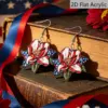 Wholesale Retro Rose Print Drop Earrings In White And Red Acrylic With 304 Stainless Steel Ear Pins For Women