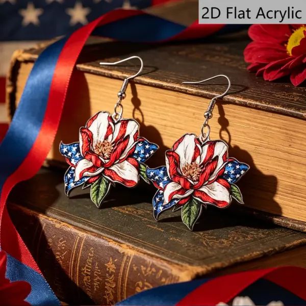 Wholesale Retro Rose Print Drop Earrings In White And Red Acrylic With 304 Stainless Steel Ear Pins For Women