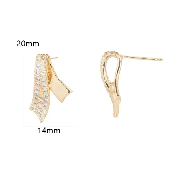 Wholesale Bow Tie Stud Earrings In Copper With Zircon Inlay Featuring 925 Sterling Silver Ear Pins, New Style, Perfect For New Year