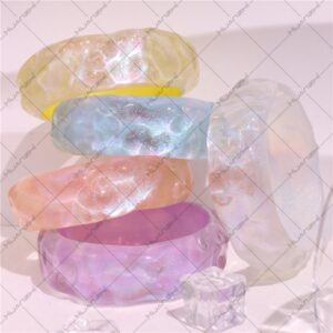 Wholesale 2024 New European and American Round Colorful Glitter Acrylic Bracelet Casual Round Mermaid Resin Bracelet