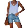 oly-896dd9877769988240b39f6d3ddd5940 Wholesale summer shorts straight pants wash water hole Joker women's jeans factory direct sales