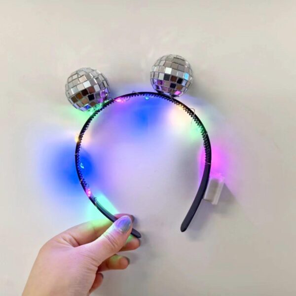 Wholesale  Explosive Disco Mirror Ball Hair Band Disco Ball silver LED Luminous Hair Band Disco Luminous Hair Band