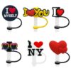 Wholesale Valentine's Day Soft Rubber Straw Dust Cap Casual Cartoon Star Coffee Drink Dust Cover Plug Personalized Decorative Cross
