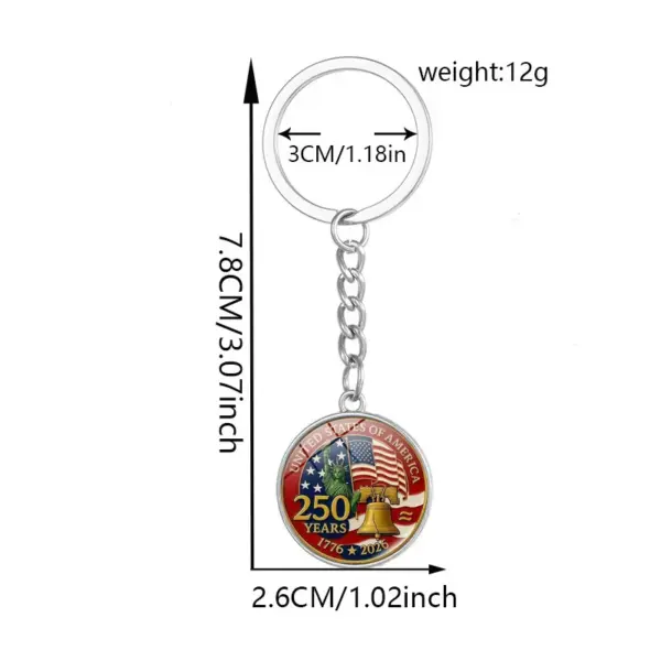 Wholesale United States Independence Day Key Chain In Silver Featuring Durable Alloy Material