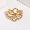 Wholesale Non-fading titanium steel ring, adjustable geometric pattern stainless steel ring