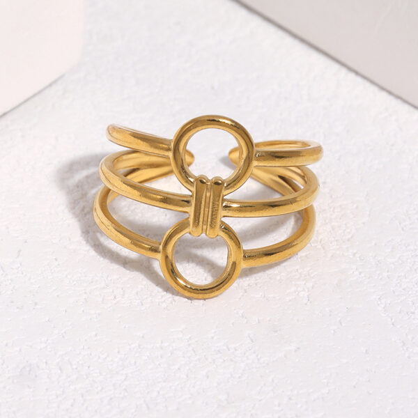 Wholesale Non-fading titanium steel ring, adjustable geometric pattern stainless steel ring
