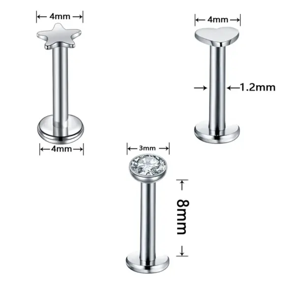 Wholesale Fashion Star Heart Shape Stainless Steel Plating Zircon Lip Stud