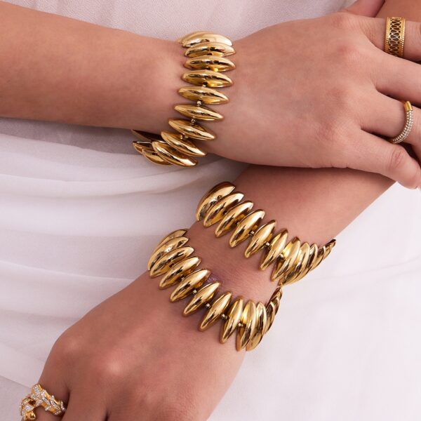 Wholesale Stainless steel 18k gold plated heavy-duty torpedo hand-assembled bracelet and necklace