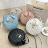 Wholesale Small round handbag, quilted bag, embroidered mini bag