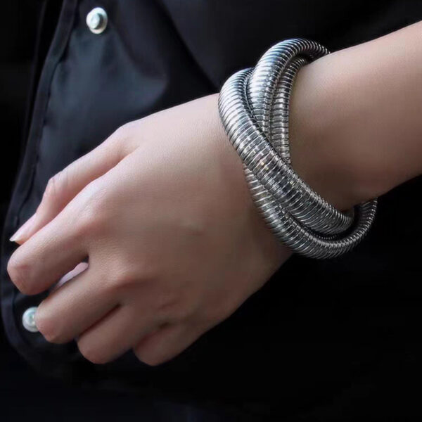 Wholesale Retro exaggerated three-layer wide-brimmed bracelet personalized design bracelet metal style fashionable temperament bracelet