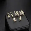 Wholesale Geometric Stud Earrings With 925 Sterling Silver Posts, Copper Base Electroplated And 14K Real Gold Plated Featuring Zircon Inlay