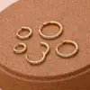 Wholesale 1 Piece 316L Stainless Steel Zircon Simple Style Classic Style Shiny Ear Cartilage Rings & Studs Round Waterproof Non Tarnish Surgical Steel 18K Gold Plated Ear Cartilage Rings & Studs