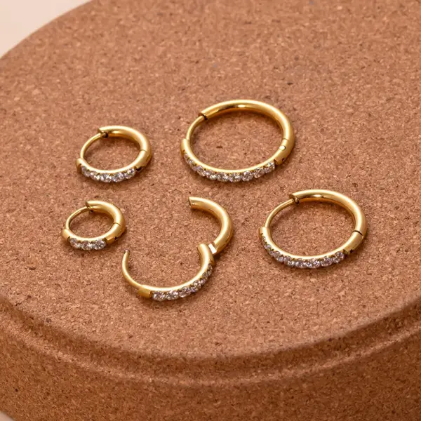 Wholesale 1 Piece 316L Stainless Steel Zircon Simple Style Classic Style Shiny Ear Cartilage Rings & Studs Round Waterproof Non Tarnish Surgical Steel 18K Gold Plated Ear Cartilage Rings & Studs
