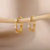 Wholesale Geometric Earrings For Women With Zircon Inlay, 18K Gold Plated On 304 Stainless Steel, 0.03µm Thickness