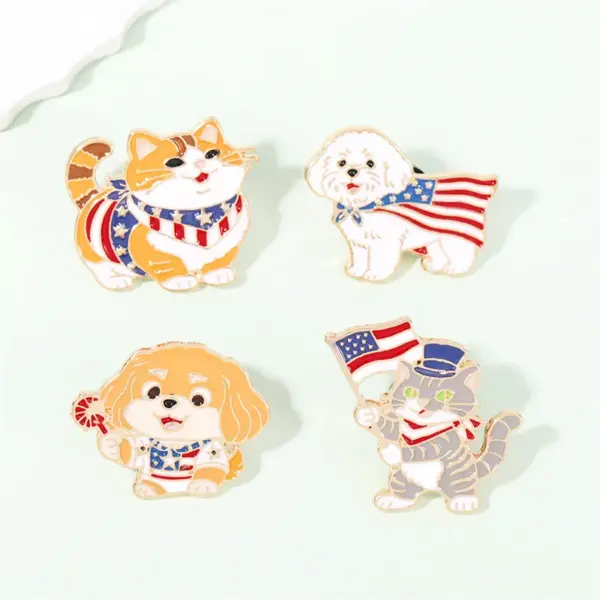 Wholesale Cartoon Animal Pinback Badge In Multicolor Featuring Stamping Craft Made Of Alloy