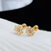 Wholesale 304 Stainless Steel Cross Heart Shape Snowflake PVD Coated Zircon 18K Gold Plated Sweet Waterproof Non Tarnish Plating Cartilage Earrings