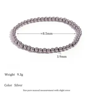 Elastic Bead Bracelet-Silver-4mm