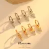 Wholesale Round Drop Earrings For Women With Copper Ear Pins, 14K Real Gold Plated Bezel Setting And Zircon Inlay