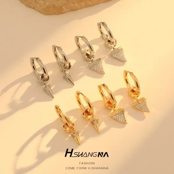 Wholesale Round Drop Earrings For Women With Copper Ear Pins, 14K Real Gold Plated Bezel Setting And Zircon Inlay