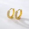 Wholesale 18K Gold Plated Copper Zircon Geometric Hoop Earrings
