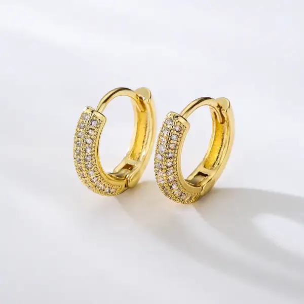 Wholesale 18K Gold Plated Copper Zircon Geometric Hoop Earrings