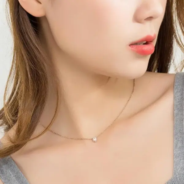 Wholesale Jewelry Round 304 Stainless Steel Artificial Rhinestones 18K Gold Plated PVD Coated Plating Inlay Necklace