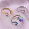 Wholesale PVD Coated Real Gold Plated 18K Gold Geometric 304 Stainless Steel Simple Style Waterproof Non Tarnish Open Rings