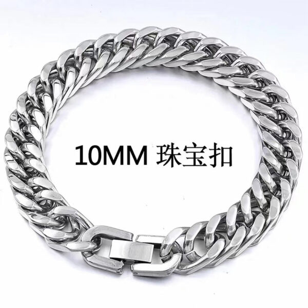 Wholesale Titanium Steel Four-sided Milled Double-woven Bracelet Hip-hop Trendy All-match Men's and Women's Simple Cuban Bracelet Jewelry Buckle Bracelet